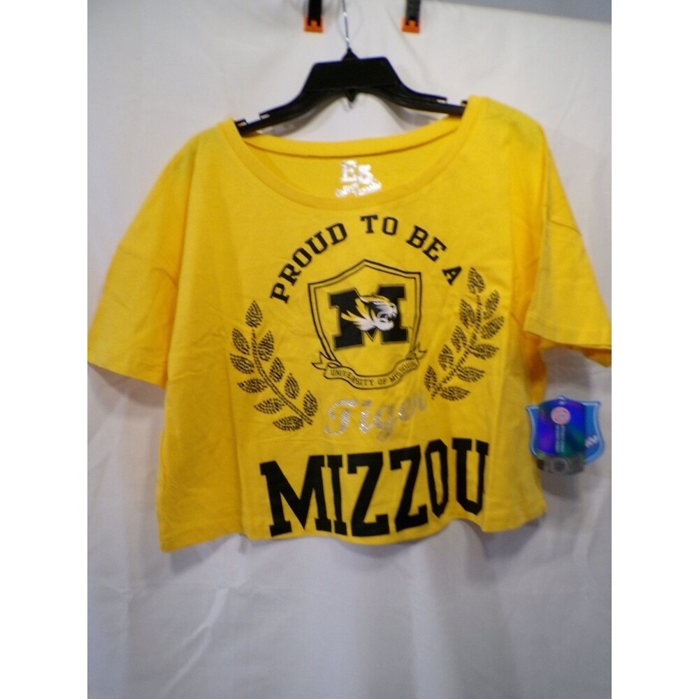 E5 College Classics Women's Mizzou Cropped T-Shirt Large Yellow